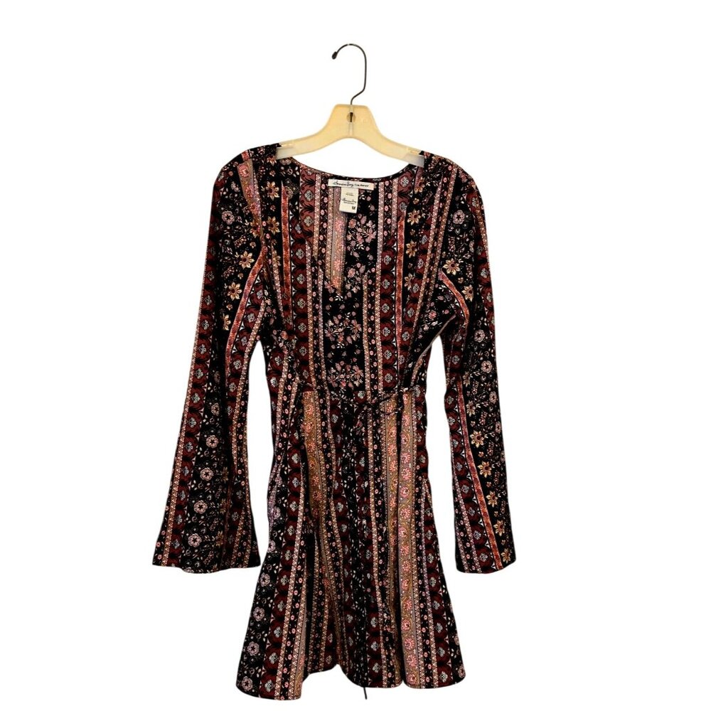 American Rag Cie Women's M Floral Boho Long Sleeve Dress Polyester